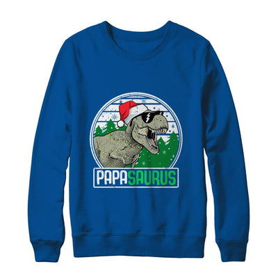 Papasaurus Papa Dinosaur T-Rex Family Christmas-T-Shirt & Sweatshirt-Crewneck Sweatshirt-Deep Royal