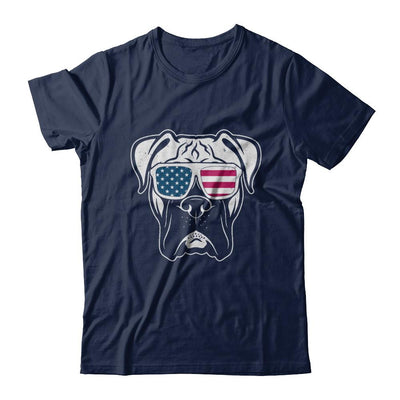 Boxer Dog American Flag Glasses 4Th Of July-T-Shirt & Hoodie-Classic T-Shirt-Navy