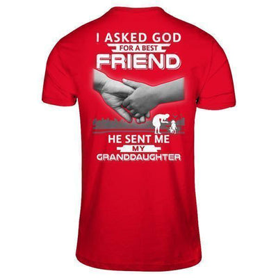 I Asked God For A Best Friend He Sent Me My Granddaughter-T-Shirt & Hoodie-Premium T-Shirt-Red