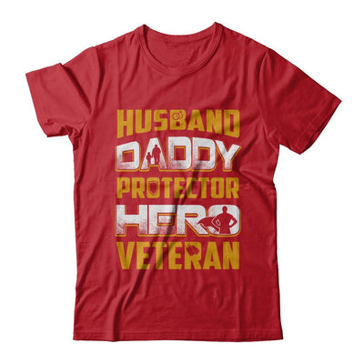 Husband Daddy Protector Hero Veteran-T-Shirt & Hoodie-Classic T-Shirt-Red