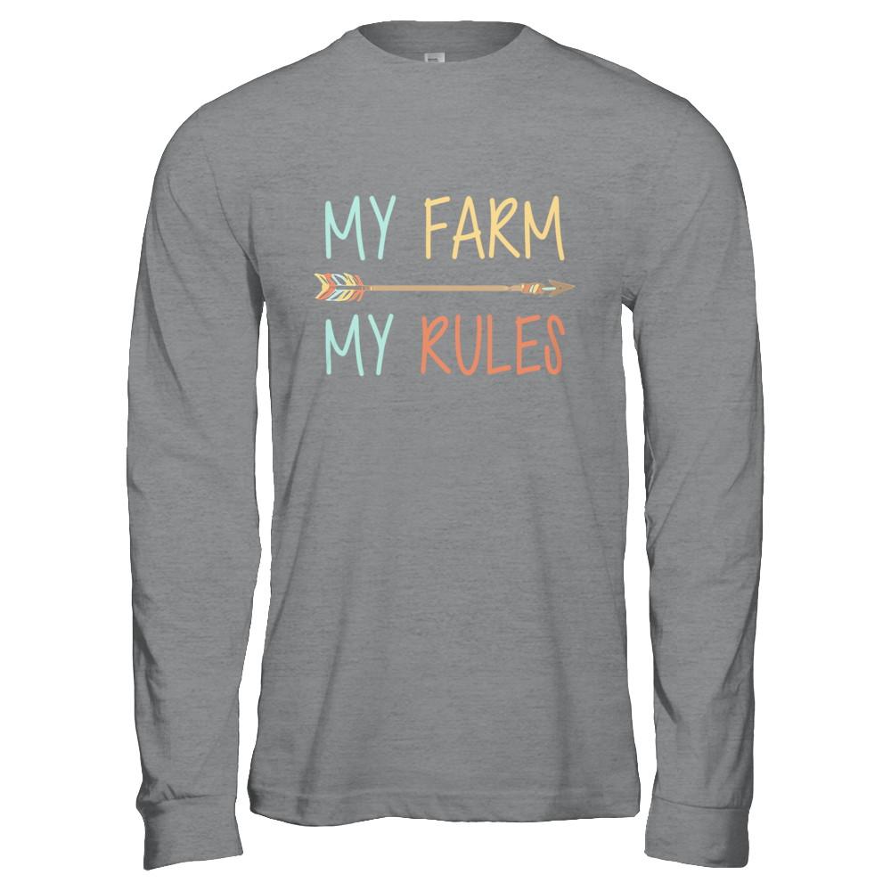 My Farm My Rules Farming-T-Shirt & Hoodie-Long Sleeve T-Shirt-Sport Grey