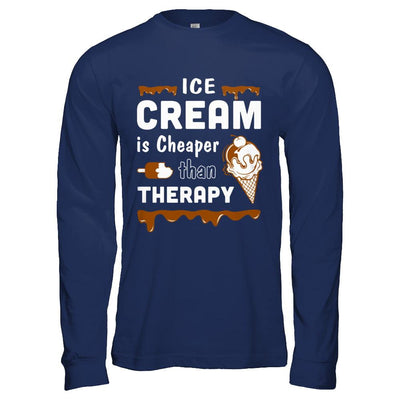 Ice Cream Is Cheaper Than Therapy-T-Shirt & Hoodie-Long Sleeve T-Shirt-Navy
