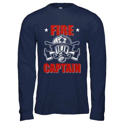 Fire Captain Fireman Dad Firefighter Gift-T-Shirt & Hoodie-Long Sleeve T-Shirt-Navy