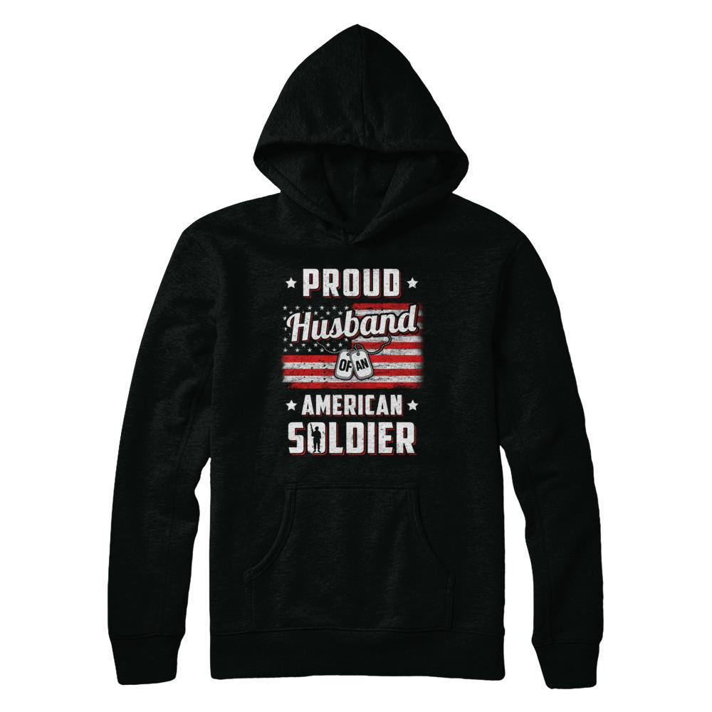 Proud Husband Of A Soldier Army Wife Veteran-T-Shirt & Hoodie-Pullover Hoodie-Black