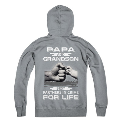 Papa And Grandson Best Partners In Crime For Life-T-Shirt & Hoodie-Pullover Hoodie-Light Steel