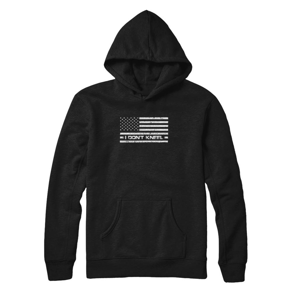 I Don't Kneel Us Flag-T-Shirt & Tank Top-Pullover Hoodie-Black