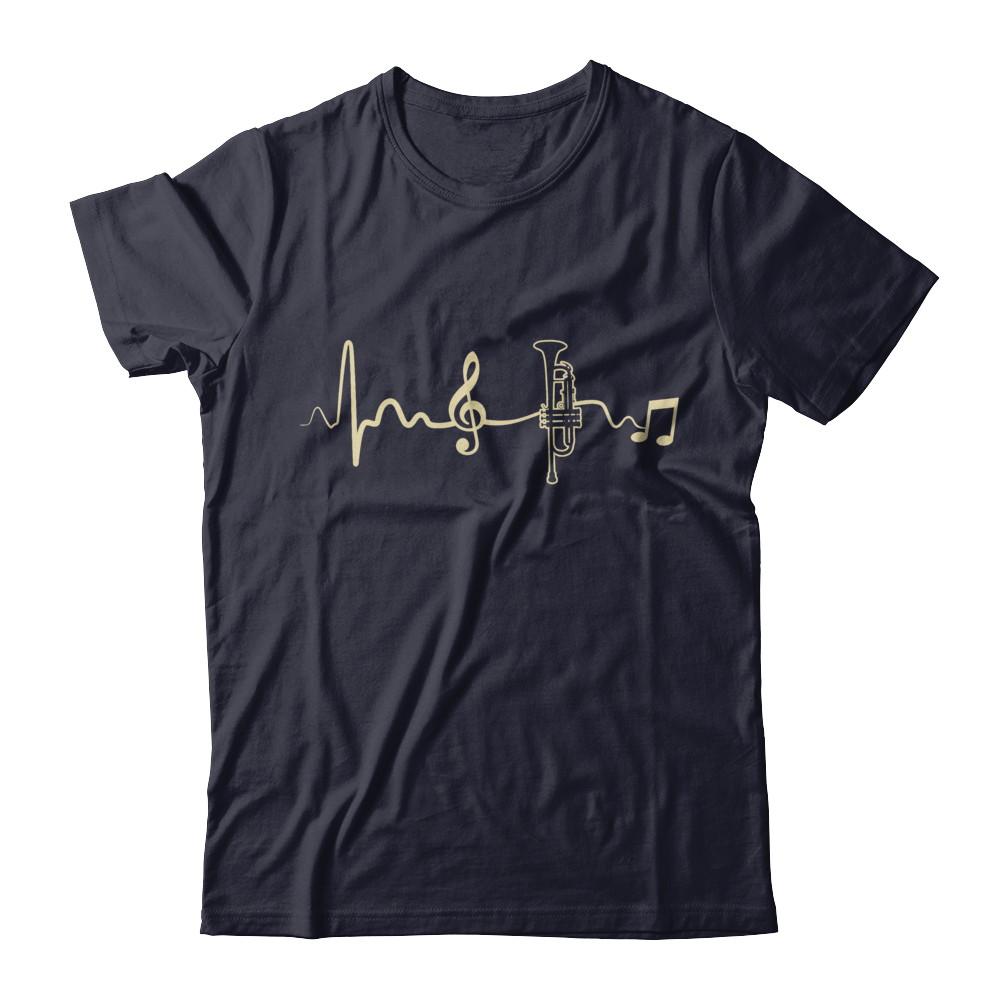 Trumpet Heartbeat Musician-T-Shirt & Hoodie-Premium T-Shirt-Midnight Navy