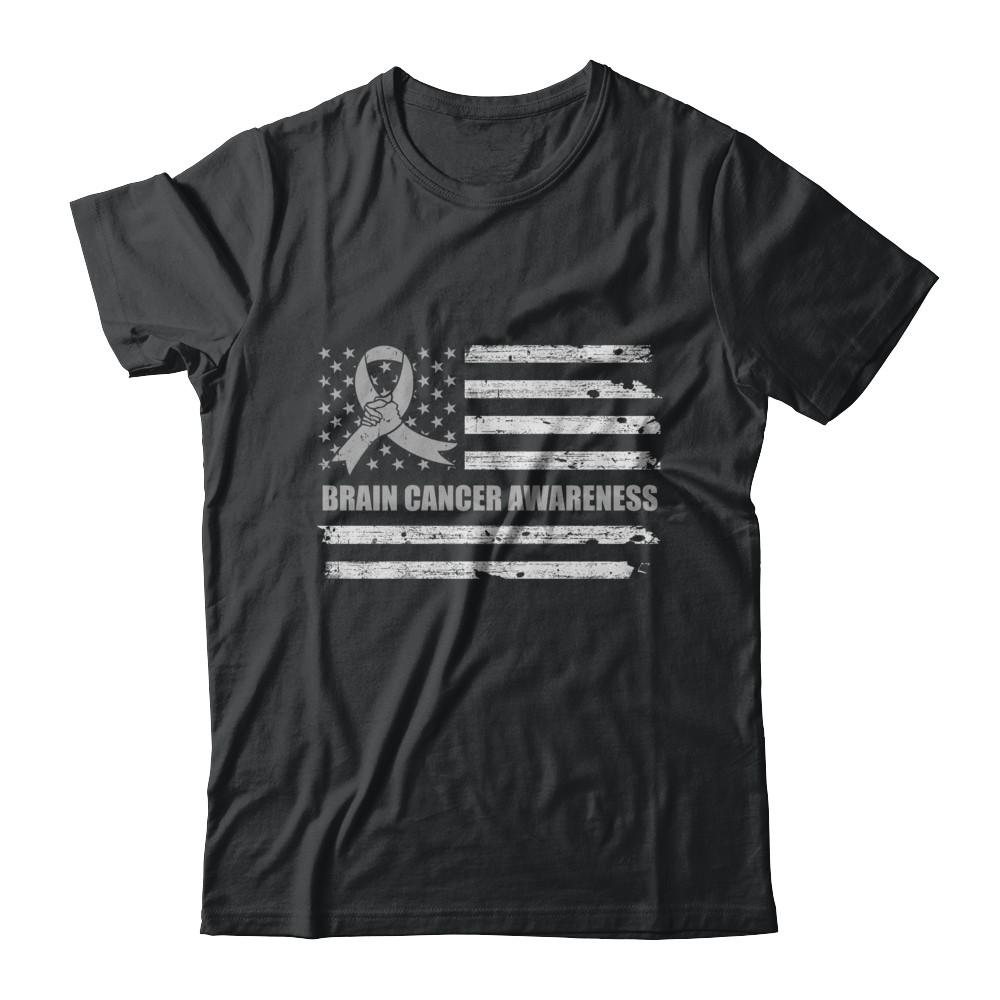 Gray Ribbon Brain Cancer Awareness US Flag