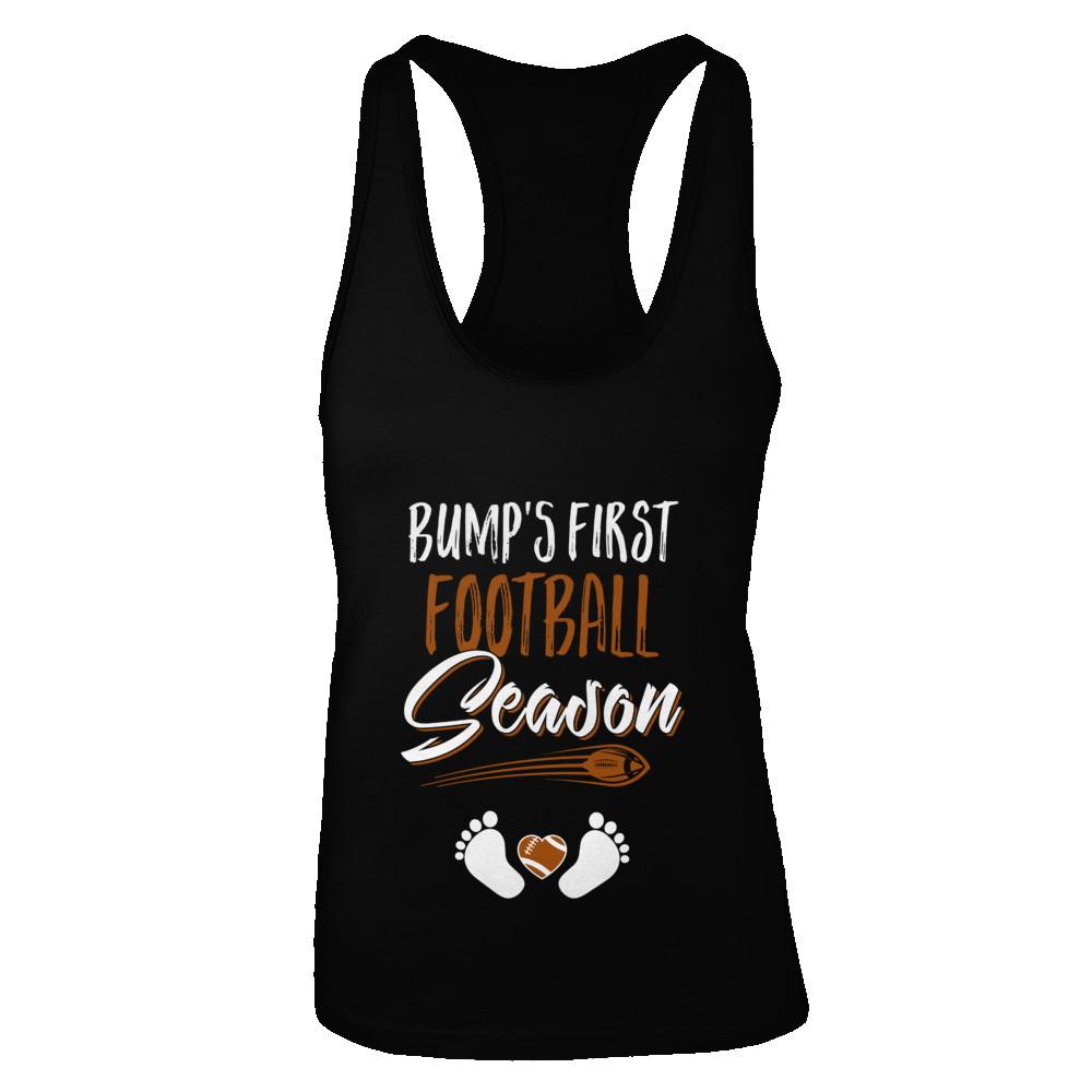 Bump's First Football Season Mommy Mothers Day-T-Shirt & Tank Top-Women's Ideal Racerback Tank-Black