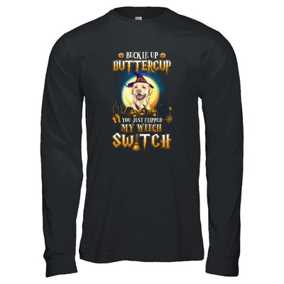 Buckle Up Buttercup Halloween Witch Labrador Costume-T-Shirt & Tank Top-Long Sleeve T-Shirt-Black