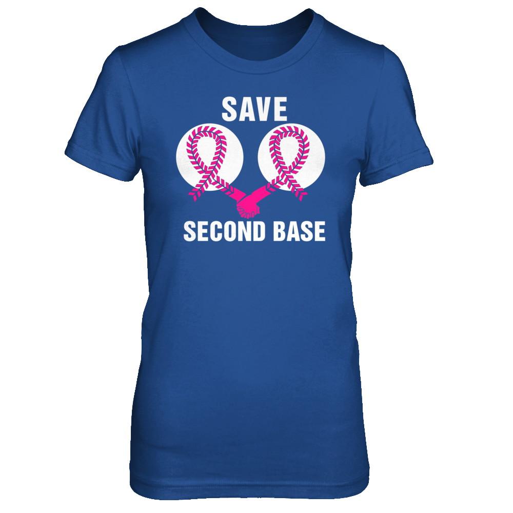Save The Second Base Breast Cancer Awareness Baseball-T-Shirt & Hoodie-Women's T-Shirt-Royal