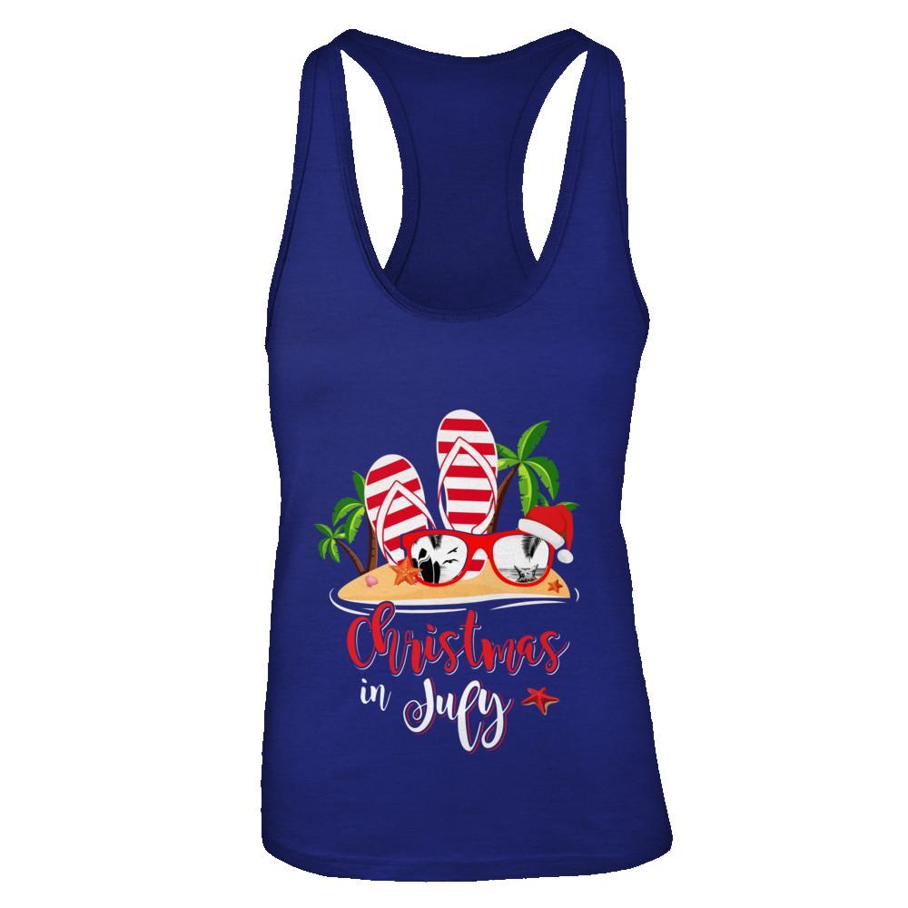 Flip Flop Sunglasses Christmas In July Summer Vacation Beach-T-Shirt & Tank Top-Women's Ideal Racerback Tank-Royal