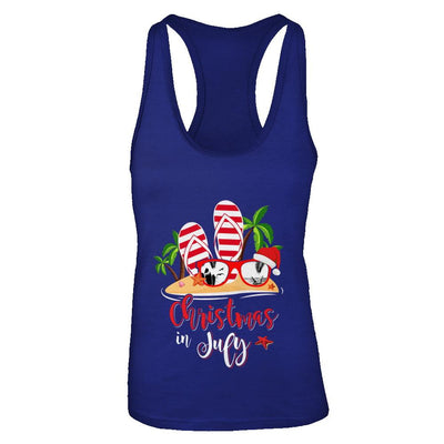 Flip Flop Sunglasses Christmas In July Summer Vacation Beach-T-Shirt & Tank Top-Women's Ideal Racerback Tank-Royal