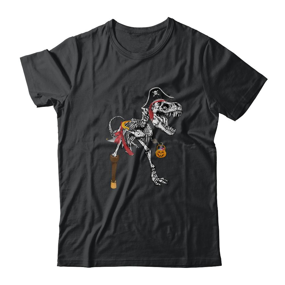 Dinosaurs T-Rex Skeleton Pirate Halloween Saurus For Men Women-T-Shirt & Hoodie-Classic T-Shirt-Black