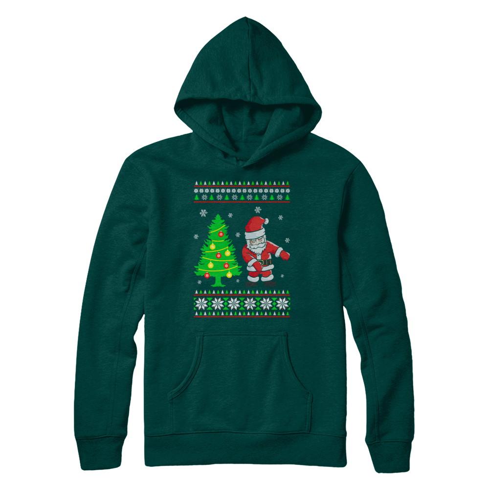 Floss Dance Flossing Santa Christmas Ugly Sweater-T-Shirt & Sweatshirt-Pullover Hoodie-Deep Forest
