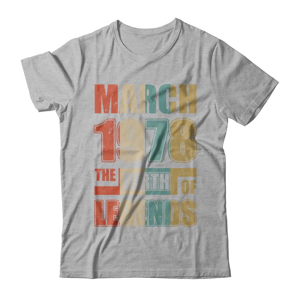 Vintage Retro March 1978 Birth Of Legends 43th Birthday-T-Shirt & Hoodie-Premium T-Shirt-Heather Gray