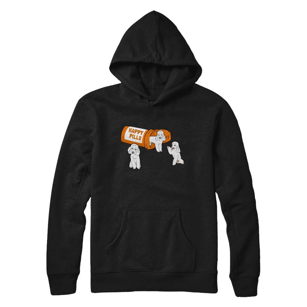 Poodles Happy Pills-T-Shirt & Hoodie-Pullover Hoodie-Black