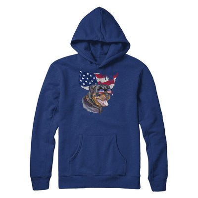 Funny Patriot Rottweiler Dog 4Th Of July American Flag-T-Shirt & Hoodie-Pullover Hoodie-Deep Royal