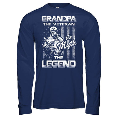 Grandpa The Veteran The Myth The Legend-T-Shirt & Hoodie-Long Sleeve T-Shirt-Navy