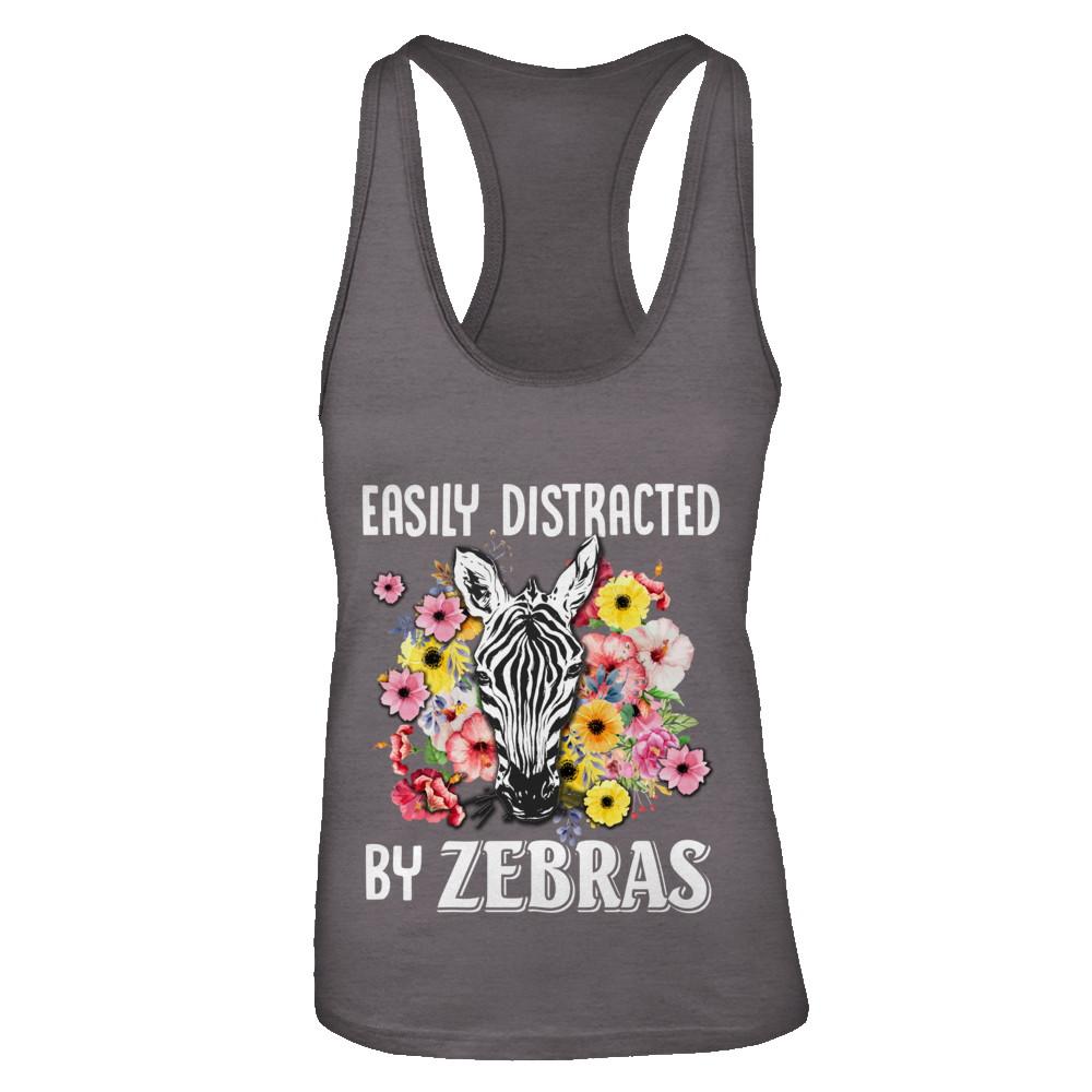 Easily Distracted By Zebras-T-Shirt & Tank Top-Women's Ideal Racerback Tank-Dark Grey