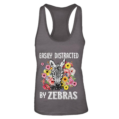 Easily Distracted By Zebras-T-Shirt & Tank Top-Women's Ideal Racerback Tank-Dark Grey