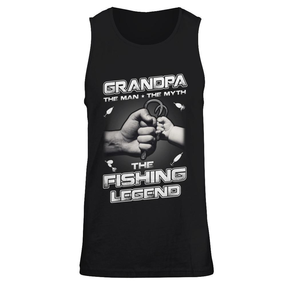 Grandpa The Man The Myth The Fishing Legend-T-Shirt & Hoodie-Unisex Tank-Black