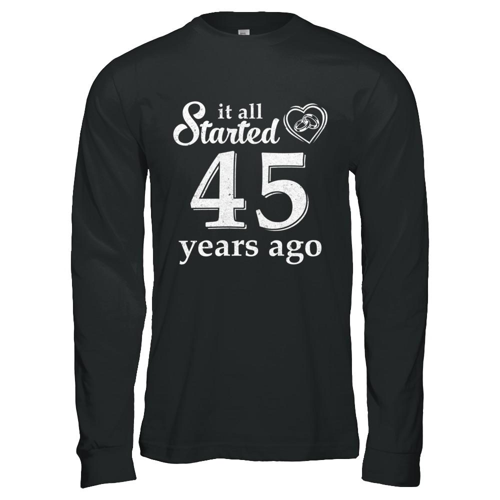45Th Wedding Anniversary Married Couples 1976 Husband Wife-T-Shirt & Hoodie-Long Sleeve T-Shirt-Black