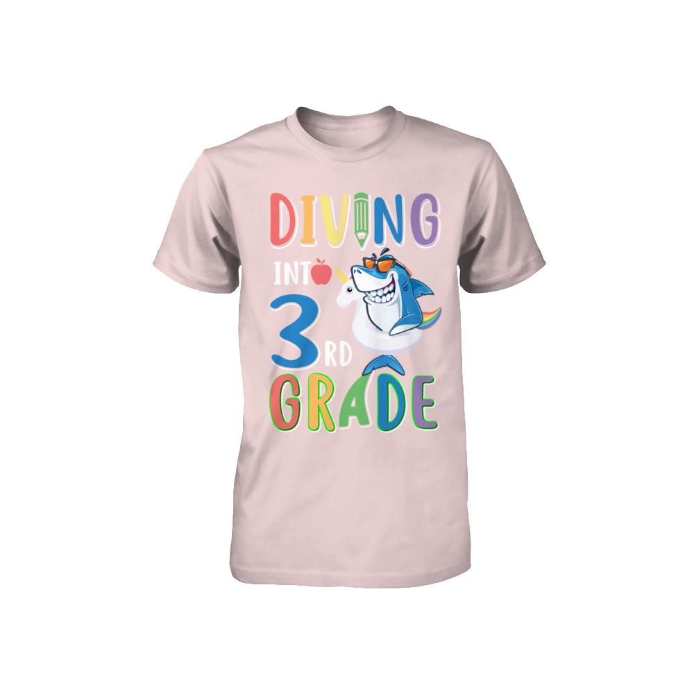 Diving Into 3rd Grade Back To School Shark Youth-Youth Shirt-Toddler T-Shirt-Pink