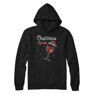Diamond Christmas Spirit Santa Hat Wine Glass-T-Shirt & Sweatshirt-Pullover Hoodie-Black