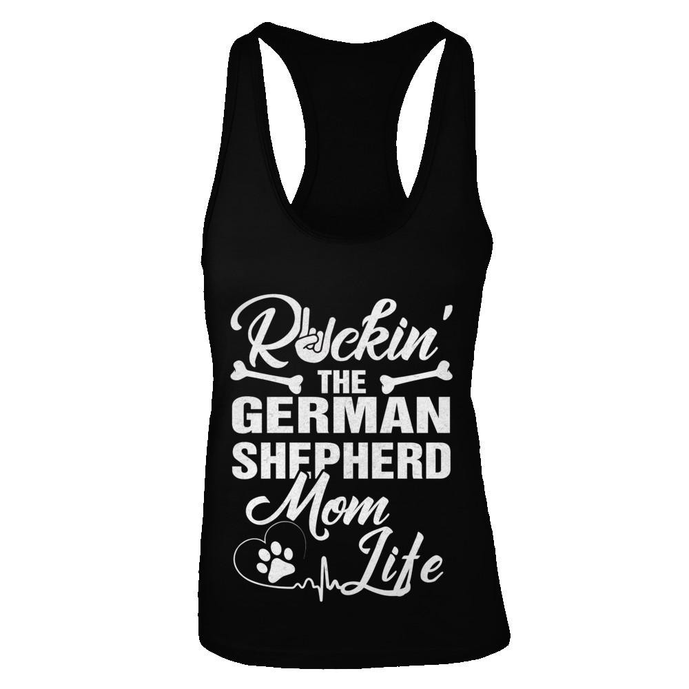 Rockin The German Shepherd Mom Life-T-Shirt & Tank Top-Women's Ideal Racerback Tank-Black