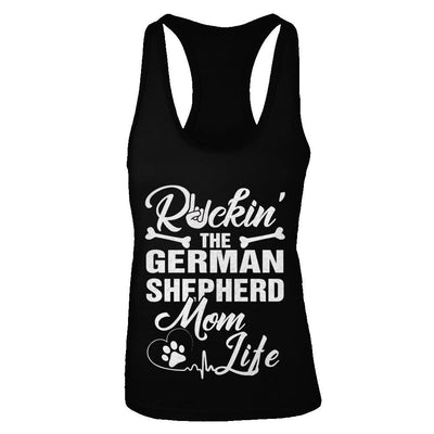 Rockin The German Shepherd Mom Life-T-Shirt & Tank Top-Women's Ideal Racerback Tank-Black