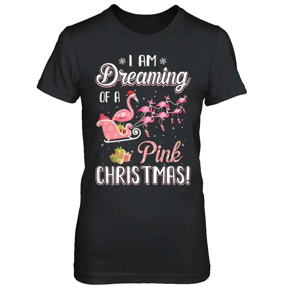 I Am Dreaming Of A Pink Christmas Funny Flamingo-T-Shirt & Sweatshirt-Women's T-Shirt-Black