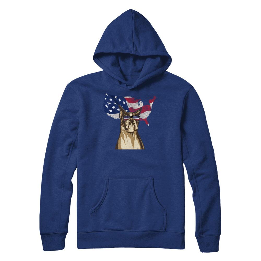 Funny Patriot Boxer Dog 4Th Of July American Flag-T-Shirt & Hoodie-Pullover Hoodie-Deep Royal