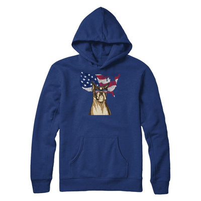 Funny Patriot Boxer Dog 4Th Of July American Flag-T-Shirt & Hoodie-Pullover Hoodie-Deep Royal