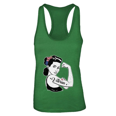 Woman Veteran Strong Girl America 4Th July-T-Shirt & Tank Top-Women's Ideal Racerback Tank-Kelly Green