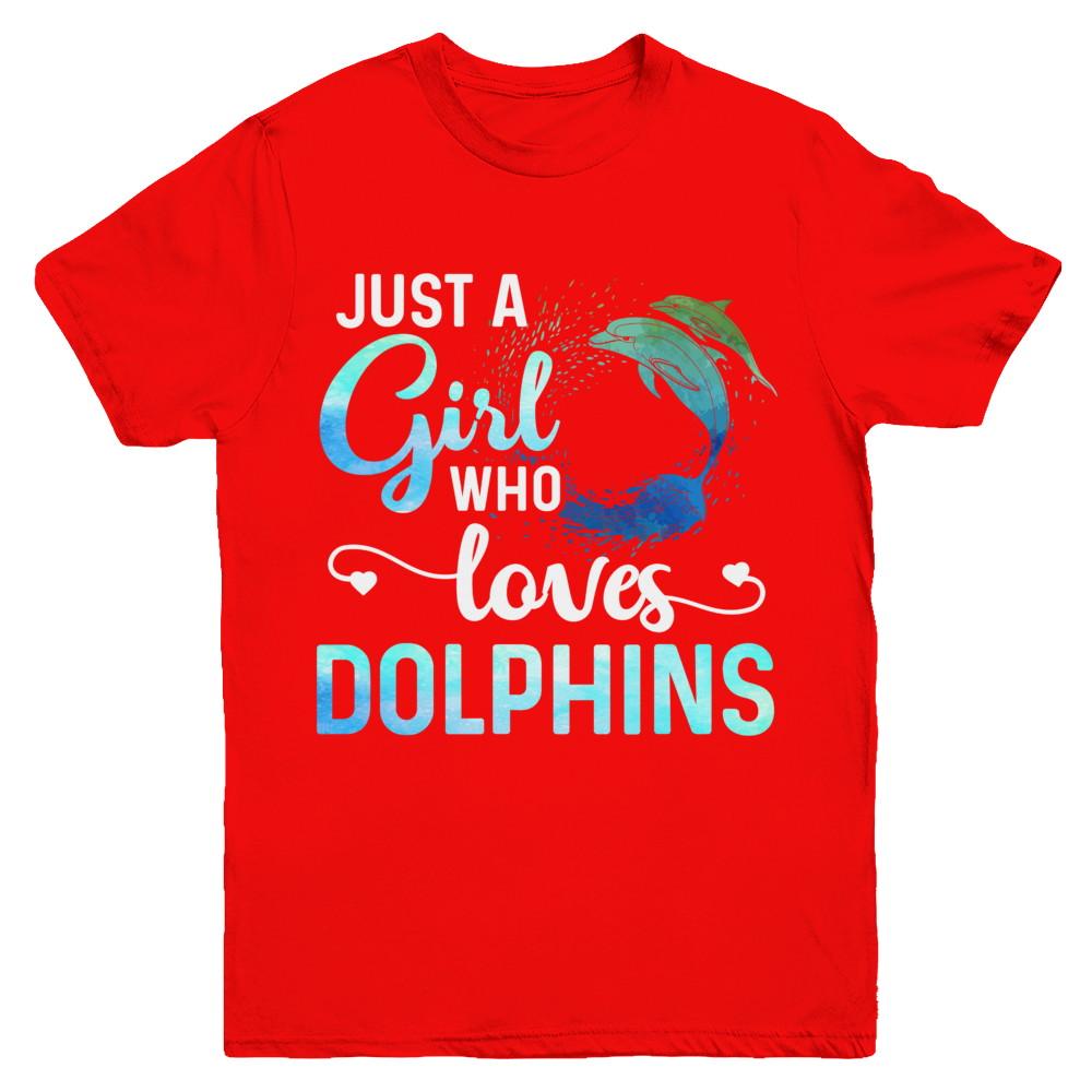Just A Girl Who Loves Dolphins Youth-Youth Shirt-Youth T-Shirt-Red