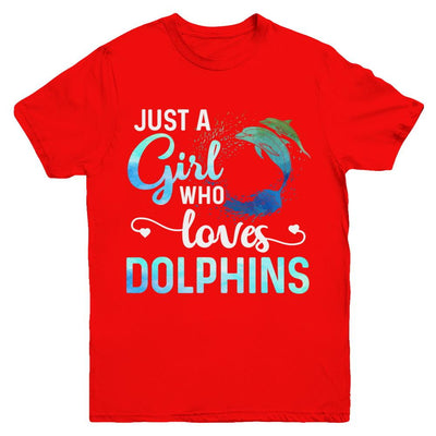 Just A Girl Who Loves Dolphins Youth-Youth Shirt-Youth T-Shirt-Red