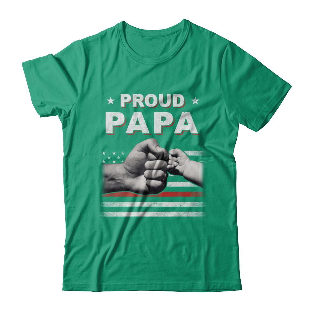 Proud Papa Fireman Firefighter Thin Red Line Flag Fathers Day-T-Shirt & Hoodie-Classic T-Shirt-Kelly Green
