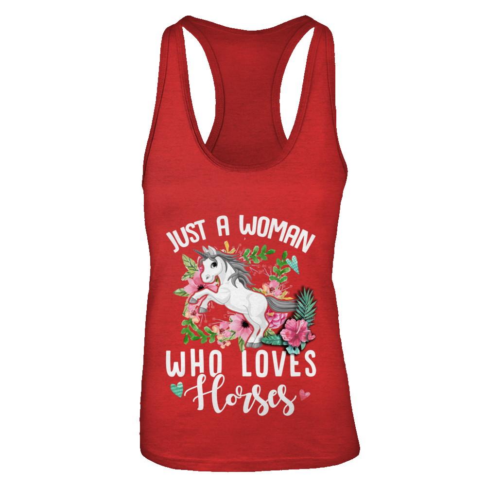 Just A Woman Who Loves Horses-T-Shirt & Tank Top-Women's Ideal Racerback Tank-Red