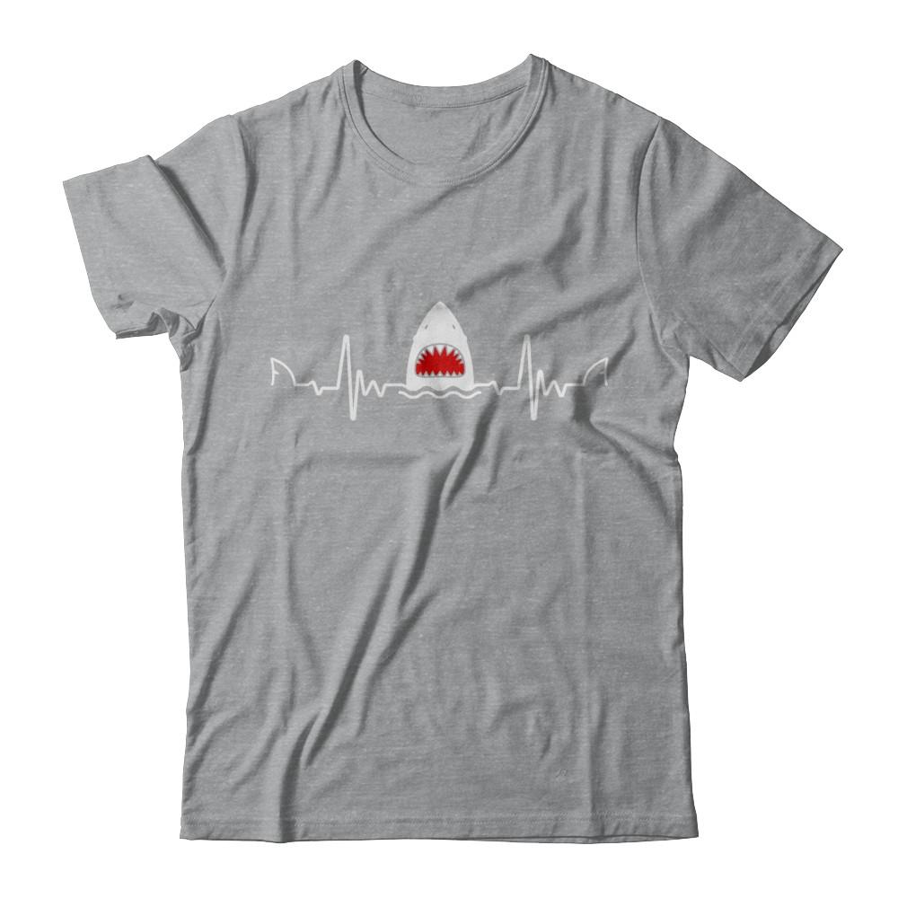 Funny Shark Heartbeat Lovers Gift-T-Shirt & Hoodie-Classic T-Shirt-Sport Grey