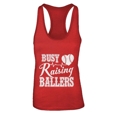 Busy Raising Ballers Baseball-T-Shirt & Tank Top-Women's Ideal Racerback Tank-Red