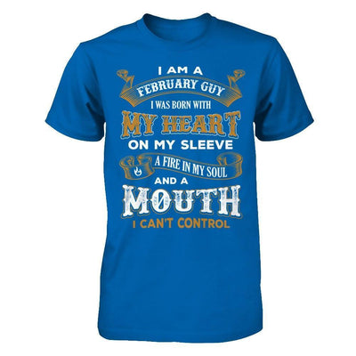 I'm A February Guy I Was Born With My Heart Birthday-T-Shirt & Hoodie-Classic T-Shirt-Royal