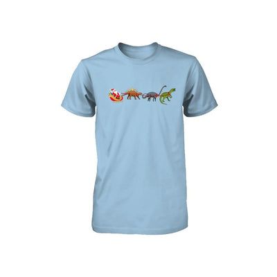 Xmas Cool Santa Sleigh Dinosaur Christmas Gift Youth-Youth Shirt-Toddler T-Shirt-Light Blue