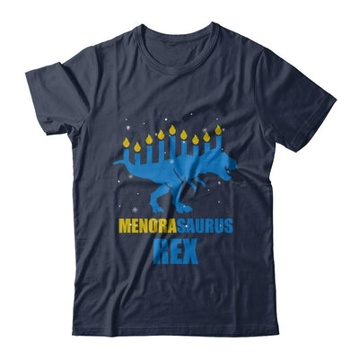 Hanukkah Dinosaur Tyrannosaurus Rex Menorah Menorasaurus-T-Shirt & Sweatshirt-Classic T-Shirt-Navy