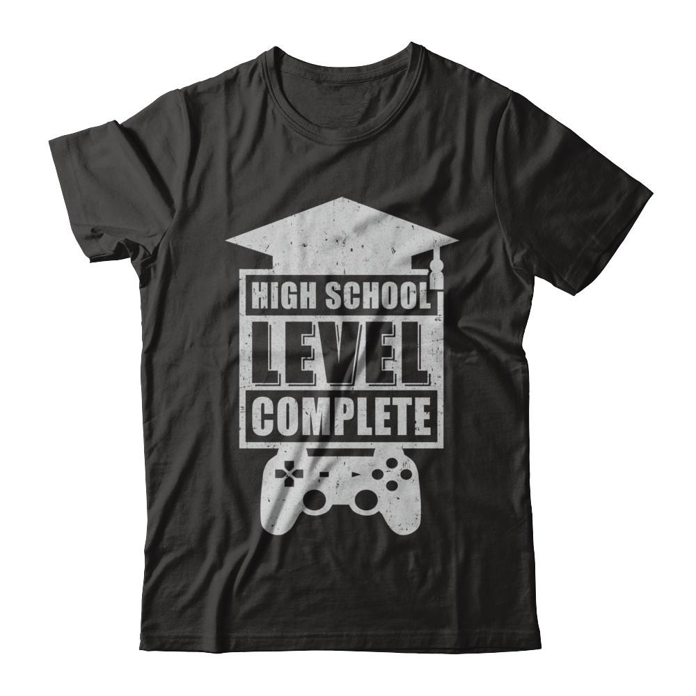 High School Level Complete Graduation Video Gamer-T-Shirt & Hoodie-Classic T-Shirt-Black
