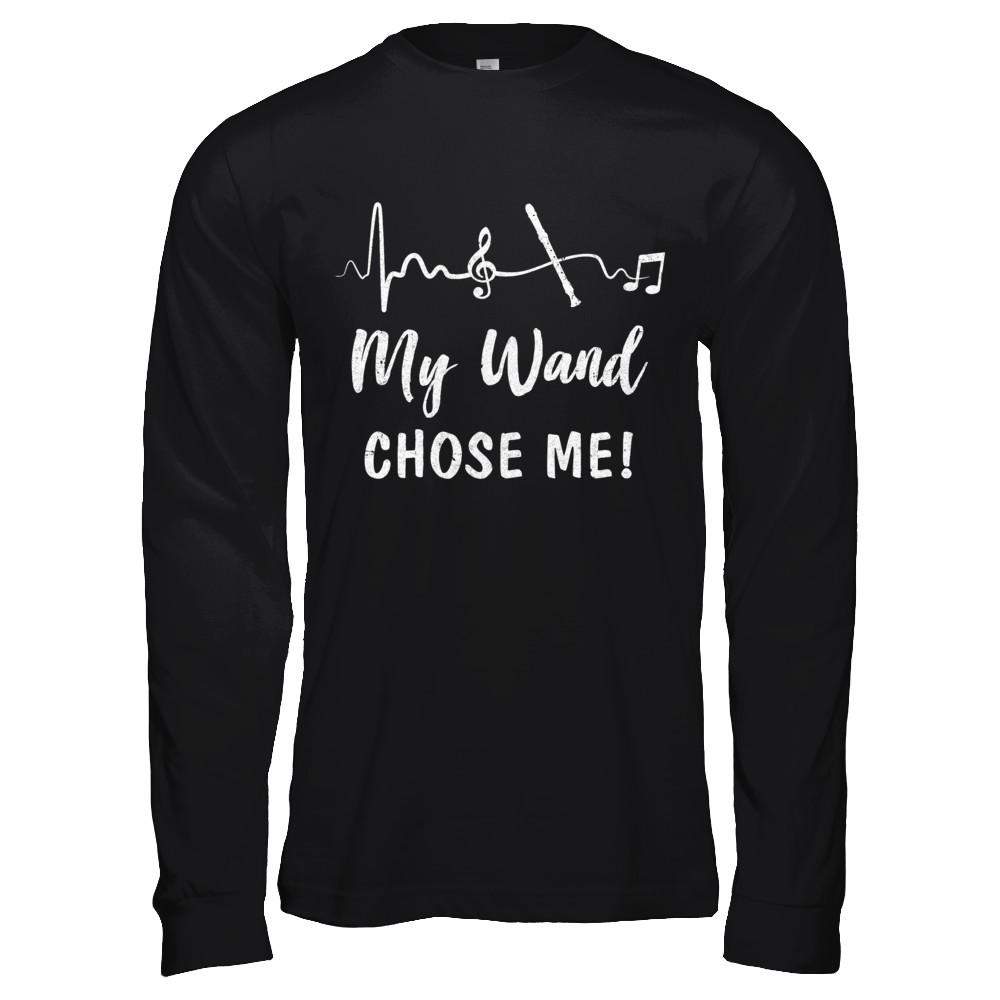 My Wand Chose Me Flute Player Music-T-Shirt & Hoodie-Long Sleeve T-Shirt-Black