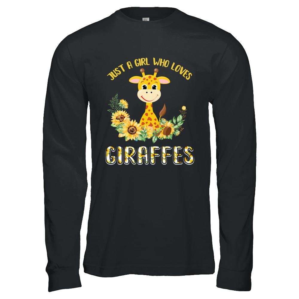 Just A Girl Who Loves Giraffes And Sunflowers-T-Shirt & Hoodie-Long Sleeve T-Shirt-Black