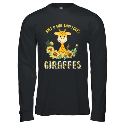 Just A Girl Who Loves Giraffes And Sunflowers-T-Shirt & Hoodie-Long Sleeve T-Shirt-Black