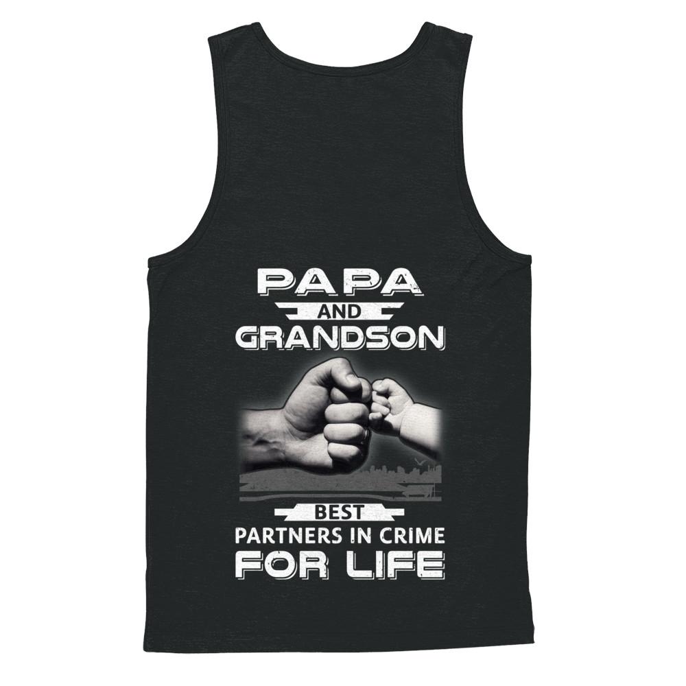 Papa And Grandson Best Partners In Crime For Life-T-Shirt & Hoodie-Unisex Tank-Black