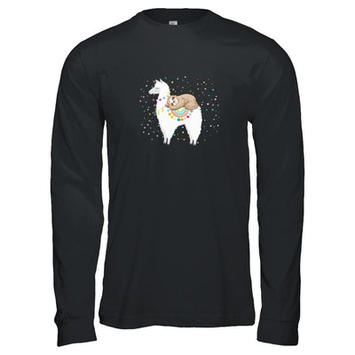 Funny Sloth Riding Llama Lover-T-Shirt & Tank Top-Long Sleeve T-Shirt-Black